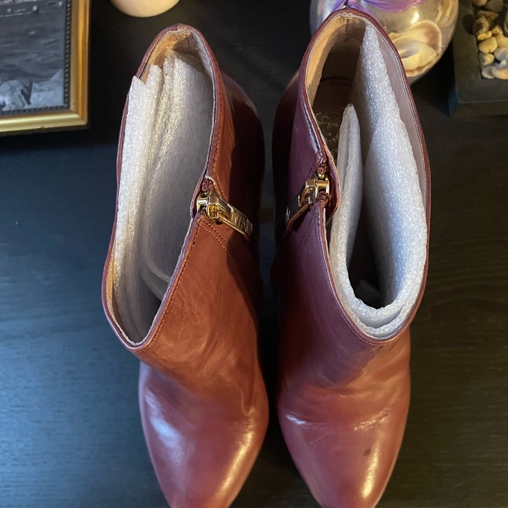 Vince Camuto Soft Leather Booties In Ruby Nappa - image 5